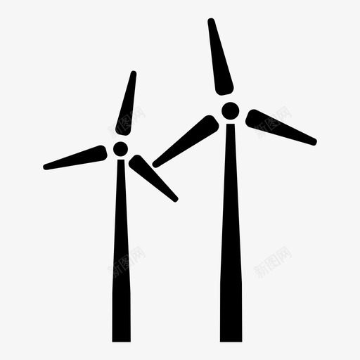 风车风流涡轮机图标svg_新图网 https://ixintu.com 太阳能 涡轮机 电流 电能 能源 螺旋桨 风流 风车