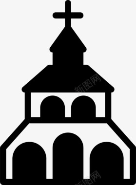教堂象征星期日图标图标