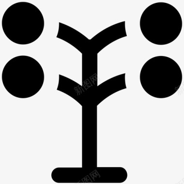 树自然大胆的固体图标图标
