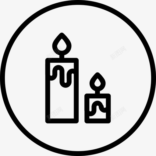 蜡烛情人节圆形线条图标svg_新图网 https://ixintu.com 情人节圆形线条 蜡烛
