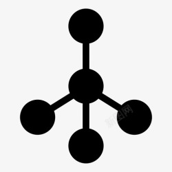 四分子2球棍模型分子结构立场图标高清图片
