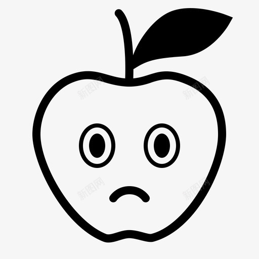 悲伤苹果化身图标svg_新图网 https://ixintu.com 化身 叶子 悲伤 惊喜 水果 离开 笑脸苹果 脸 苹果