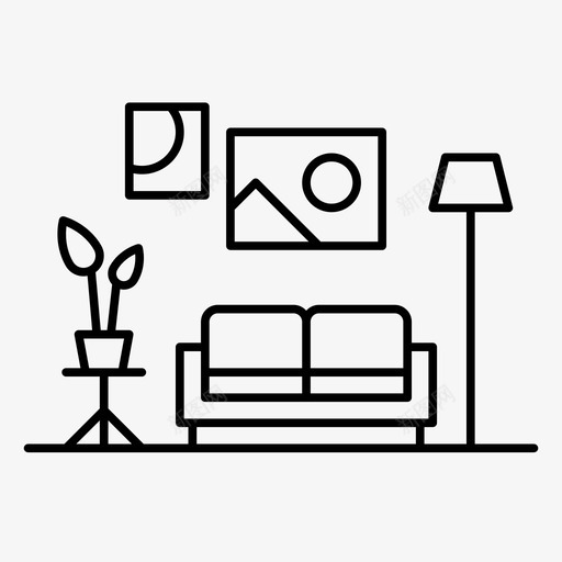 客厅装饰家具图标svg_新图网 https://ixintu.com 客厅 室内 家 家具 家庭场景 斯堪的纳维亚 沙发 装饰
