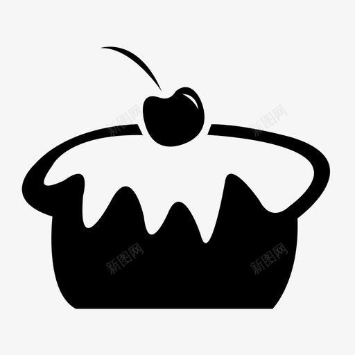 纸杯蛋糕樱桃甜点图标svg_新图网 https://ixintu.com 冰淇淋 圣代 樱桃 派 甜品 甜点 纸杯蛋糕