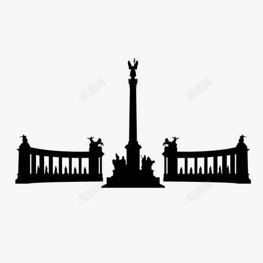 英雄广场布达佩斯匈牙利图标svg_新图网 https://ixintu.com 匈牙利 地标 布达佩斯 建筑 英雄广场 雕像