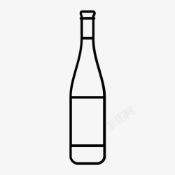 雷司令酒瓶白葡萄酒上菜图标高清图片
