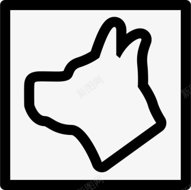 狗形轮廓在正方形动物灯塔图标图标
