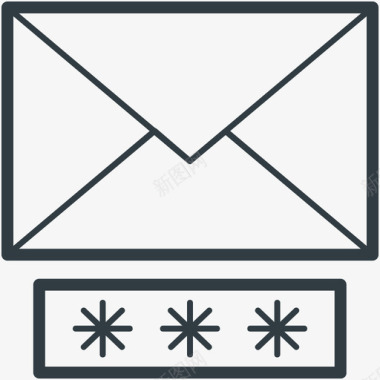 电子邮件安全安全线图标图标