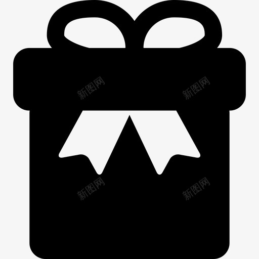 黑色礼品盒顶部有丝带形状图标svg_新图网 https://ixintu.com 形状 酷图标 顶部有丝带 黑色礼品盒