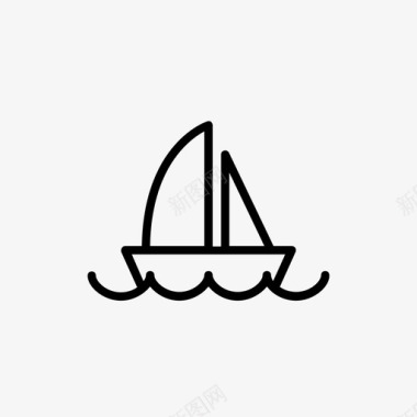 帆船风动水图标图标