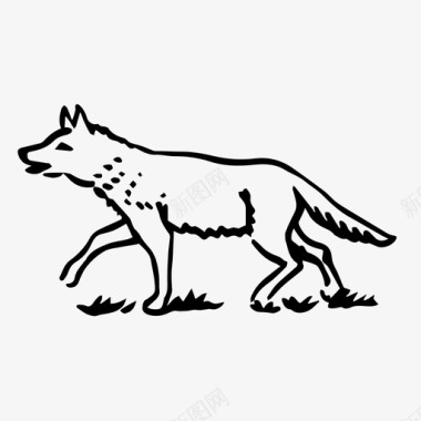 狼毛皮狩猎图标图标