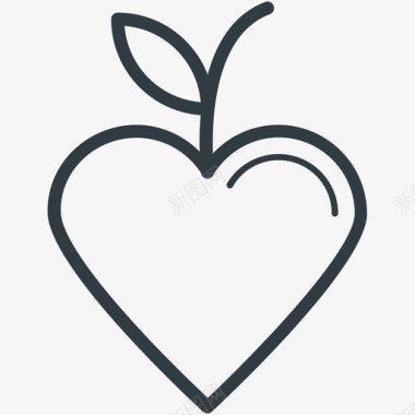心形苹果爱情和浪漫线图标图标