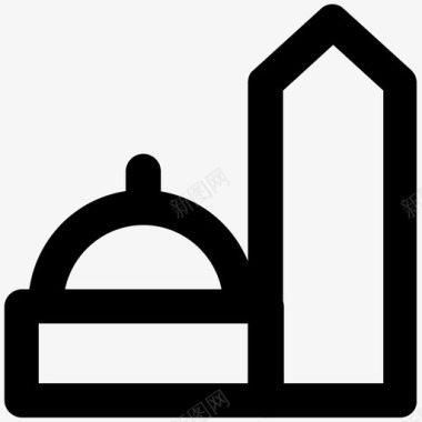 清真寺建造粗体线条图标图标