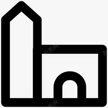 清真寺建筑和家具加粗线条图标图标
