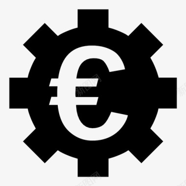 欧元发展货币齿轮图标图标