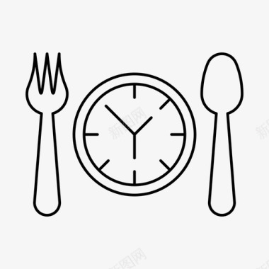 午餐时间勺子用餐时间图标图标