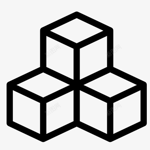 立方体三维方块图标svg_新图网 https://ixintu.com 三维 六面 堆叠 方块 正方形 盒子 立方体 糖