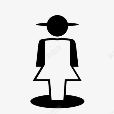 女太阳帽宽标志图标图标