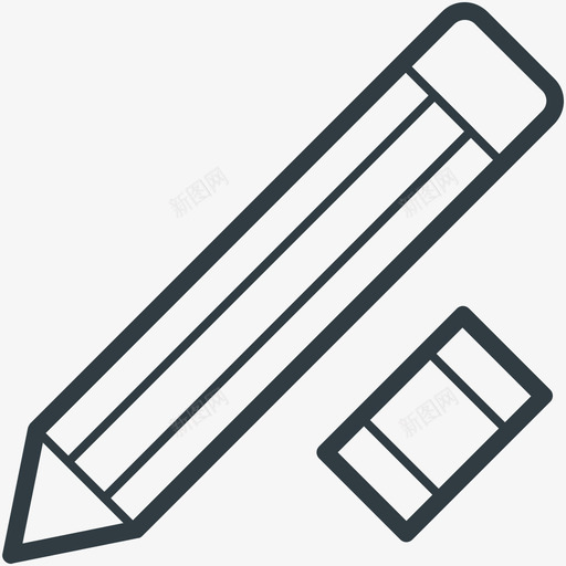 铅笔擦教育线图标svg_新图网 https://ixintu.com 教育矢量线图标 铅笔擦