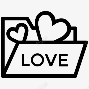 爱情文件夹爱情和浪漫线图标图标