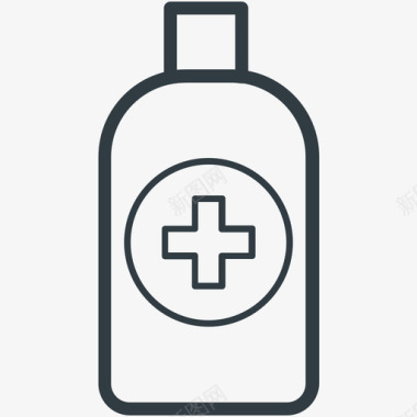 糖浆瓶医疗和健康线图标图标