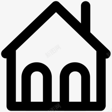 棚屋建筑和家具加粗线条图标图标