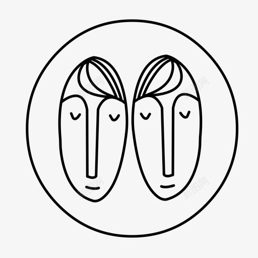 双子座生日面孔图标svg_新图网 https://ixintu.com 人 十二生肖 双子座 双胞胎 在一起 星座 生日 符号 面孔