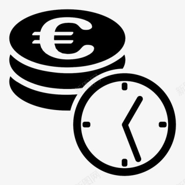 欧元硬币信用经常性付款利息图标图标