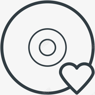 心形符号cd爱情和浪漫线图标图标