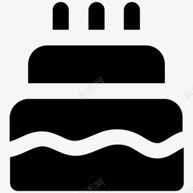 生日蛋糕食物大胆的固体图标图标