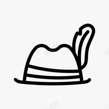 帽子黑帽子羽毛图标图标