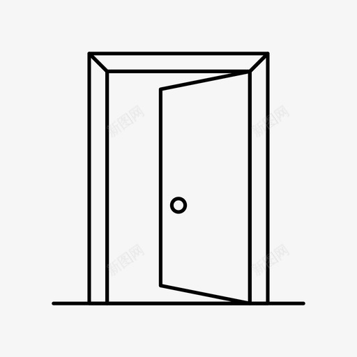 门打开回家图标svg_新图网 https://ixintu.com 关闭 出口 回家 打开 框架 退出 铰链 门 门把手