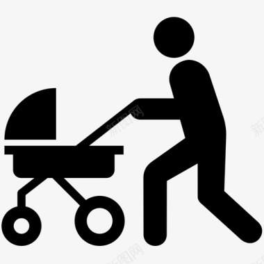 婴儿车便携式父母身份图标图标