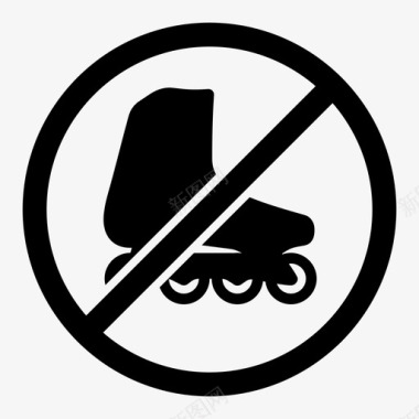 滚刀禁止溜冰不允许使用溜冰鞋图标图标