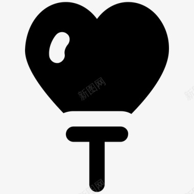 心形气球爱情和浪漫大胆的固体图标图标