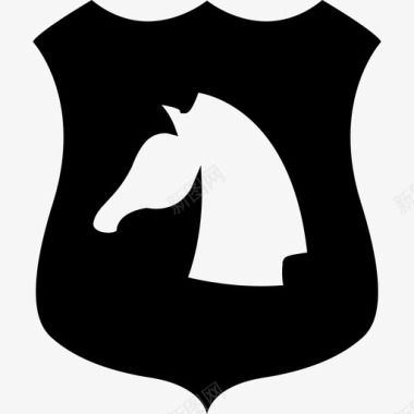 盾上的马头形状马3图标图标
