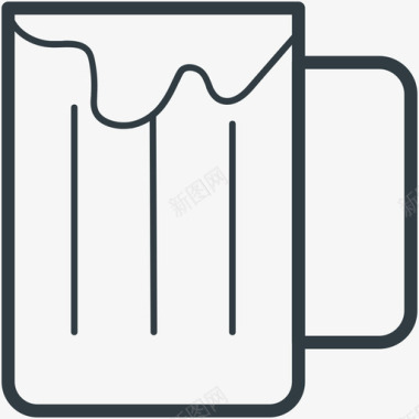 啤酒杯食物线图标图标