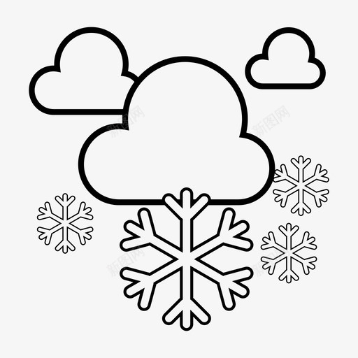 雪天气降水图标svg_新图网 https://ixintu.com 冬季 冰 天气 天气图标 寒冷 气候 气象学 阴天 降水 雪 预报