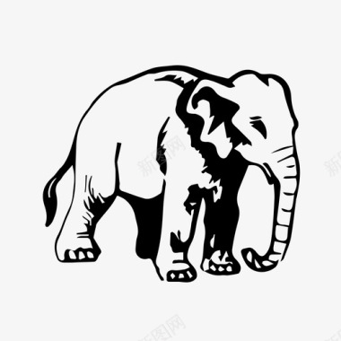 大象动物象牙图标图标