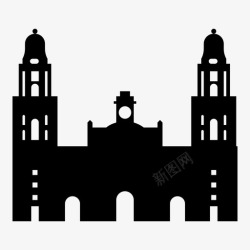 西班牙首都墨西哥城大都会大教堂西班牙货币图标高清图片