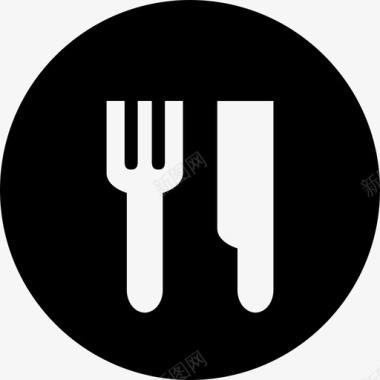 餐厅餐具界面符号为圆形食物必需品图标图标