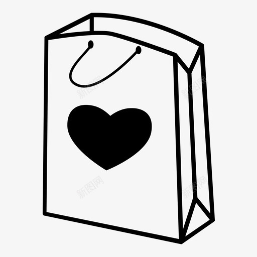 购物袋礼物包装图标svg_新图网 https://ixintu.com 包装 安全 心 情人节 手 把手 携带 爱 物品 礼物 购物袋