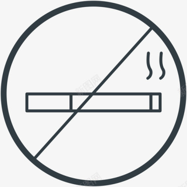 禁止吸烟酒店和餐厅线图标图标