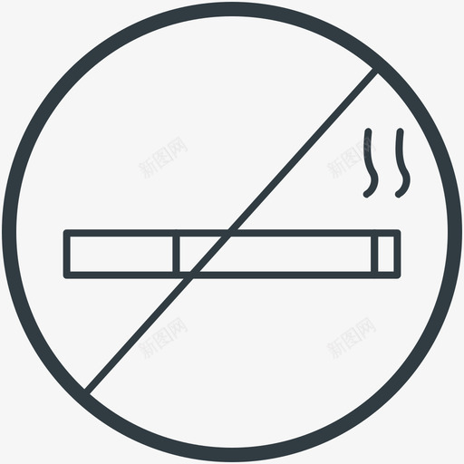 禁止吸烟酒店和餐厅线图标svg_新图网 https://ixintu.com 禁止吸烟 酒店和餐厅矢量线图标