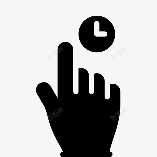 轻按保持时钟手势图标svg_新图网 https://ixintu.com 平滑填充手势 手 手势 指向 指针 时钟 时间 触摸 轻按保持