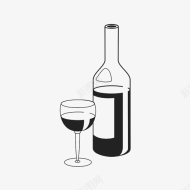 葡萄酒酒杯精致图标图标