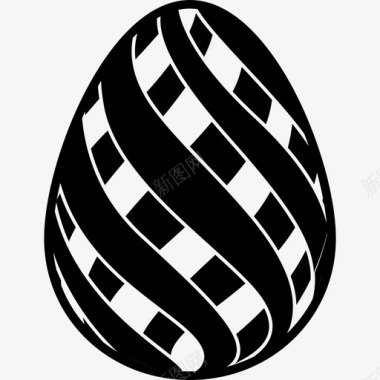 带双对角线条纹的复活节彩蛋食品复活节彩蛋图标图标
