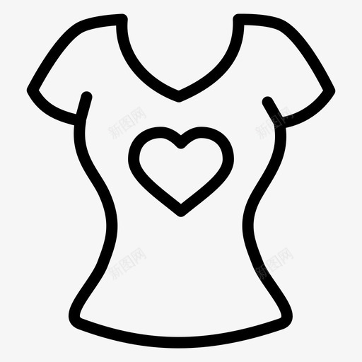 T恤v领上衣图标svg_新图网 https://ixintu.com T恤 v领 上衣 女孩 心形 情人节 情人节礼物 服装 浪漫 袖子