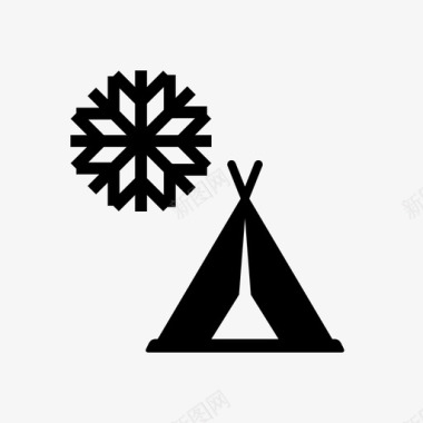 冬季露营儿童露营陆地露营图标图标