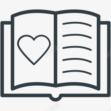 书爱情和浪漫线图标图标